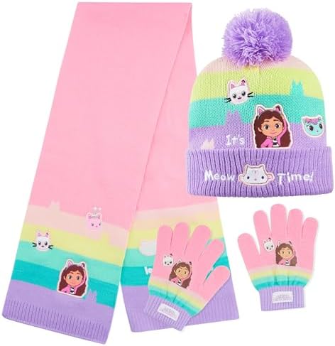 Amazon.com: Barbie Girls Pink Fair Isle Beanie and Gloves Set